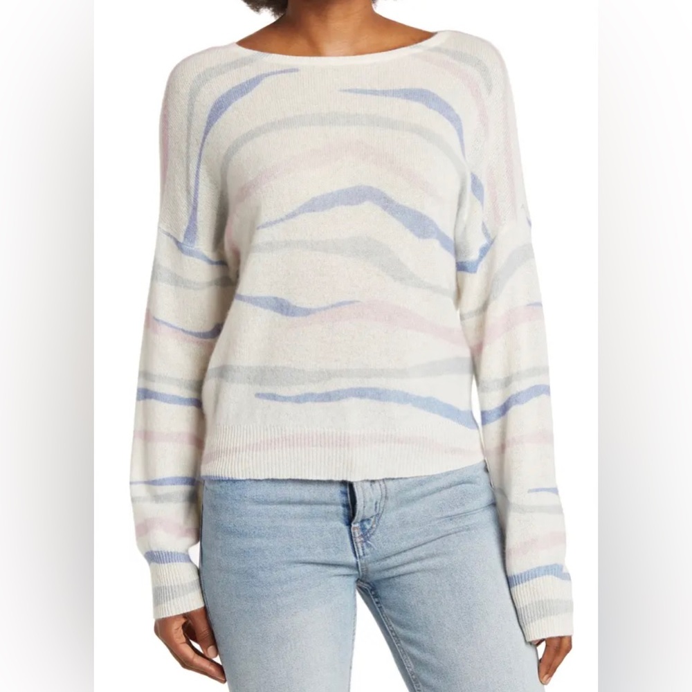 NWT SKULL CASHMERE Mara Tiger Stripe Print Cashmere Sweater Small